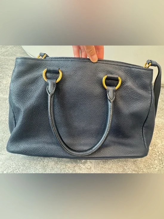 Prada Vitello Daino Bluette Calf leather Tote crossbody shoulder Bag pre owned - Picture 11 of 17